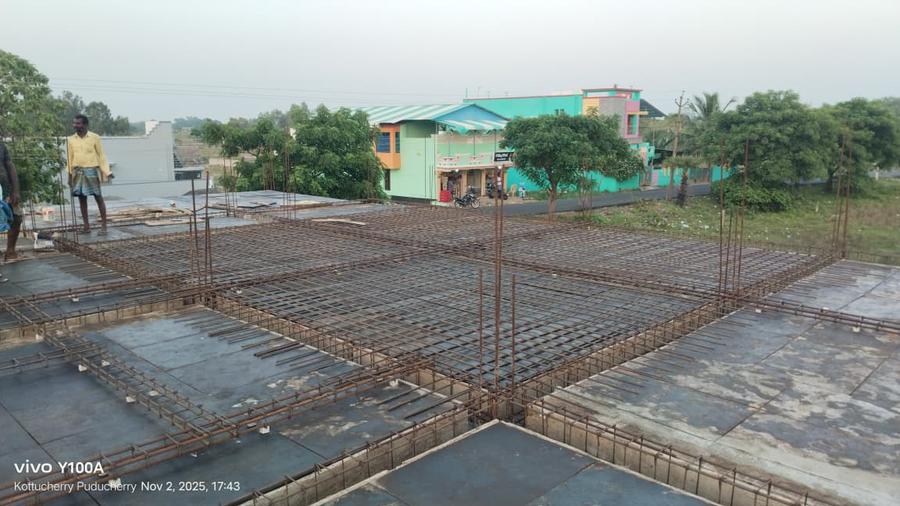 Slab Laying Work – House Construction Karaikal by KTR Builders