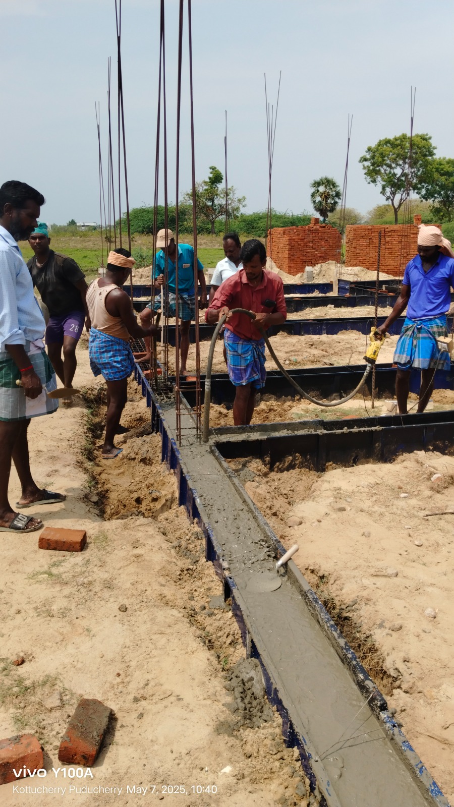 Foundation Concrete Pouring – House Construction Karaikal – KTR Builders