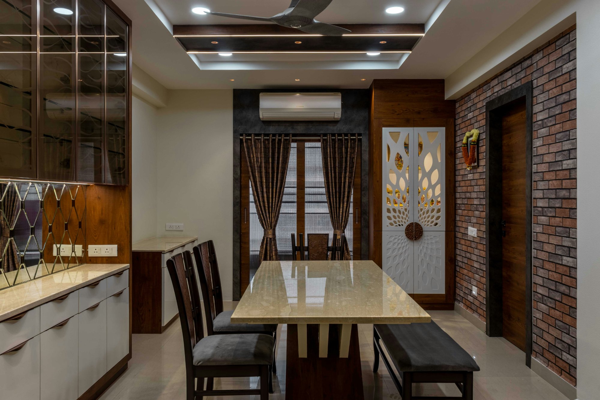 Dining Room Interior – False Ceiling Design Karaikal – KTR Builders